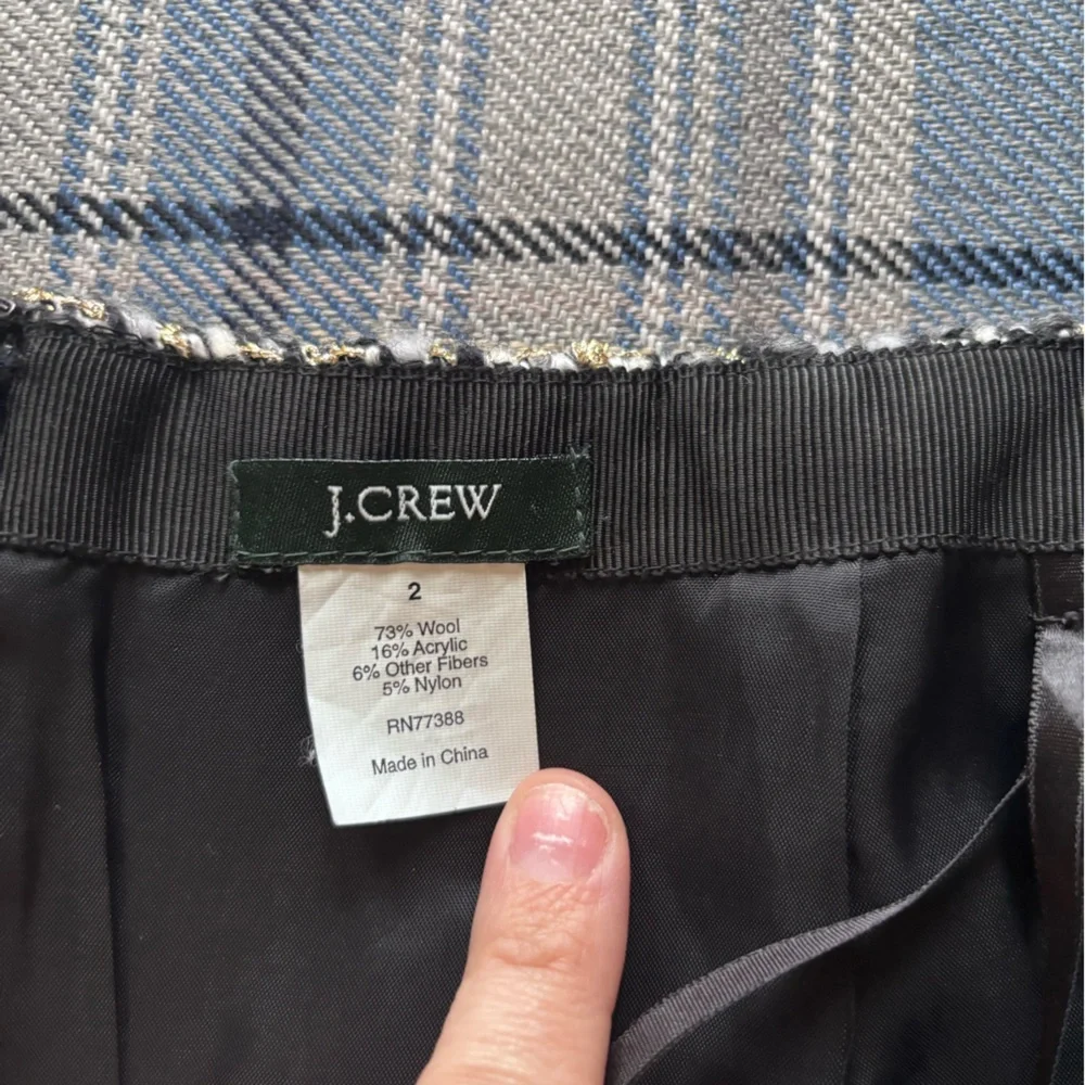 J.Crew Tweed Mini Skirt Black White Gold Metallic Wool Blend 20774 Size 2‎